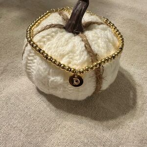 Gold Beaded Bracelet with Initial Charm